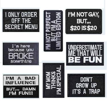 Imagem de 9 peças de patch divertido de passar a ferro para meninos, bordado divertido na moda para bonés de caminhoneiro, mochilas, roupas - I'm Not Gay, Don't Grow Up, My Mom Thinks I'm Special