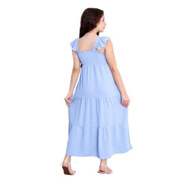 Imagem de Vestido longo três maria - Modas Leonardo, Azul bebê, 12