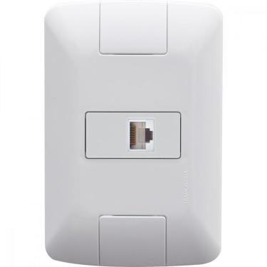 Imagem de Conj 4x2 1 Tomada Rj45 Cat. 6 Tramontina Aria Branco