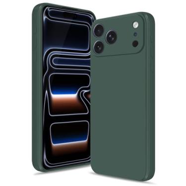 Imagem de Btstring Capa para iPhone 17 Pro Max, capa de silicone macio com proteção de câmera atualizada, capa fina à prova de choque com forro de microfibra antiarranhões, verde