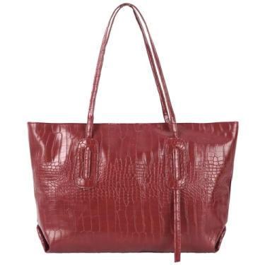 Imagem de Danse Jupe Bolsa feminina grande de couro sintético bolsa de ombro macia com alça superior, Borgonha, Burgundy