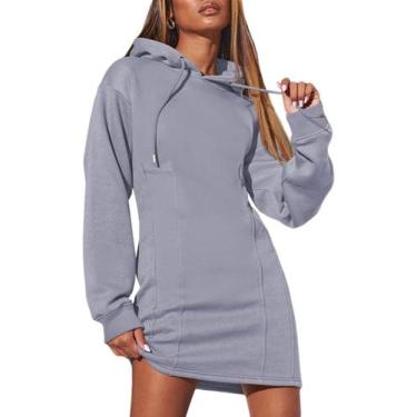 Imagem de Vestido de moletom AlvaQ Casual Plus Size para mulheres azul XXL