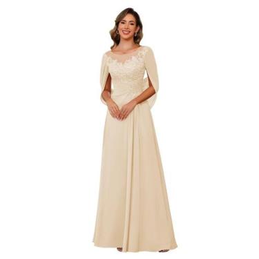 Imagem de Vestido RUMUGUYA Champagne Mãe da Noiva Chiffon US16