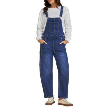 Imagem de Calça jeans feminina Luvamia, folgada, azul, tamanho GG 16/18