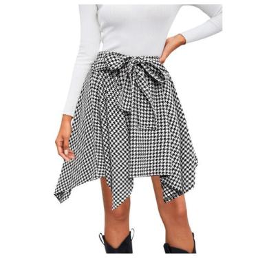 Imagem de Saia MakeMechic xadrez, gravata borboleta frontal assimétrica, mini