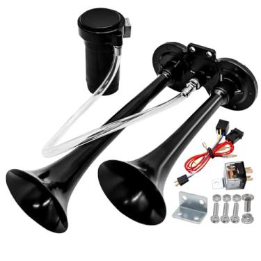 Imagem de MDEOOSKY Kit de buzina de ar, buzina de pressão atmosférica forte, buzina de alarme ultra alto 150DB, adequada para veículos de 12 V, caminhões, barcos a motor