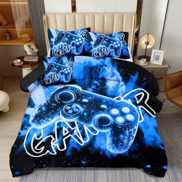 Imagem de ASKOTU Jogo de cama completo para meninos, 4 peças, conjunto completo de edredom para meninos