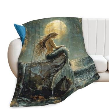 Imagem de Cobertor de sereia, cobertor rústico, presentes de sereia, cobertores de oceano, roupas de lã de flanela de pelúcia para mulheres, homens, meninos, meninas, adultos, roupa de cama macia para sofá-cama