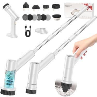 Imagem de Bestbuy8 Esfregão giratório elétrico, 10 cabeças de escova, 2,5H e esfregão de chuveiro elétrico de carregamento rápido com cabo longo, 2 velocidades e escova de limpeza sem fio à prova d'água IPX7