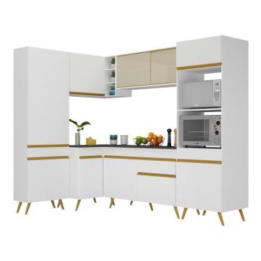 Imagem de Cozinha Completa De Canto Veneza Gw Mp2050 Com Armário E Balcão Branca