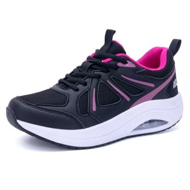 Imagem de GyeBea Tênis de caminhada feminino com suporte de arco atlético tênis de corrida ortopédico moderno para fascite plantar, Blackrosered, 9.5 Wide