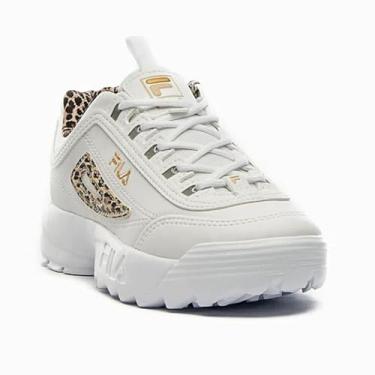 Imagem de Tênis Infantil Fila Disruptor Menina - Branco e Dourado - 32