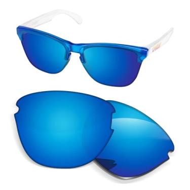 Imagem de Lentes de substituição de 1,5 mm compatíveis com óculos de sol Oakley Frogskins Lite OO9374, antiarranhões e resistentes a impactos - Azul gelo polarizado