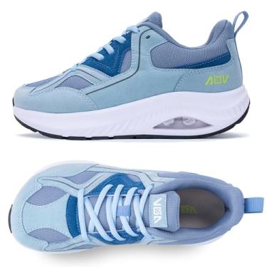 Imagem de GyeBea Sapatos femininos com bico largo, suporte de arco, tênis ortopédico para joanetes de fascite plantar, Azul-claro, 11 Wide