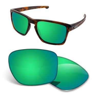 Imagem de Biyxpiv Lentes de substituição de 1,5 mm compatíveis com óculos de sol Oakley Sliver XL OO9341, antiarranhões e resistentes a impactos, Verde espelhado