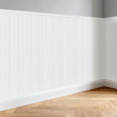 Imagem de Kit de painéis de lambris pré-cortados, painel de parede WPC Slats Accent para capas de decoração de casa 99 x 200 cm, pronto para montar painéis decorativos de contas para moldagem de parede interior