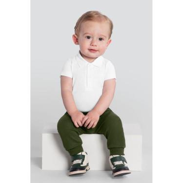Imagem de Body polo bebê menino em meia malha Brandili-Branco