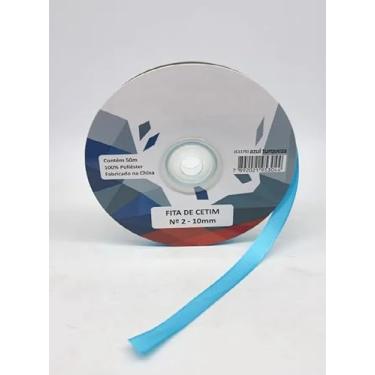 Imagem de Fita de Cetim Simples 10mm N°2 com 50 Metros - UNIDADE - Escolha a Cor (AZUL TURQUESA - C1175)