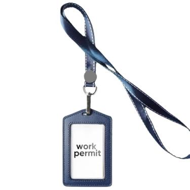 Imagem de Porta-crachá vertical de couro PU com cordão retrátil de nylon (11 x 7,4 cm) - Suporte de etiqueta de nome comercial com janela transparente