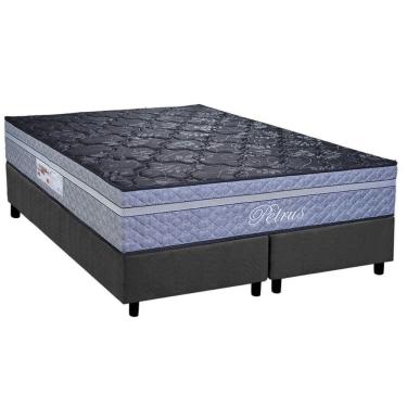 Imagem de Cama Box Queen: Colchão Molas Ensacadas Paropas Petrus Grafite + Base Crc Suede Gray (1...