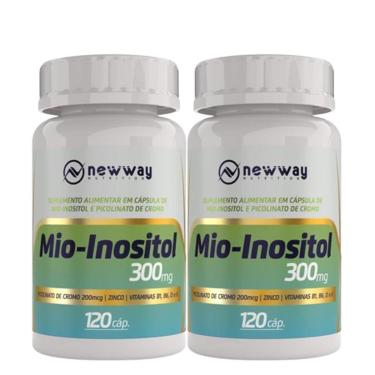 Imagem de 2x Mio Inositol + Cromo + Zinco Vitamina B1 B6 D3 K2 120 Cápsulas 500mg-Unissex