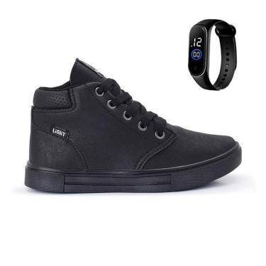 Imagem de Tênis Botinha Infantil Masculino Casual Cano Alto Confortavel + Relogio-Masculino