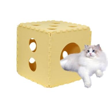 Imagem de Ninho de gato,Caverna de gato de feltro - Ninho de gato emendado em formato de quebra-cabeça | Placa de arranhar dobrável, casas e condomínios para gatos, cubo interno lavável para brincadeiras intern