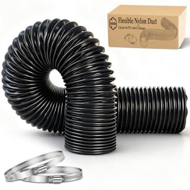 Imagem de DHGBD Mangueira de duto de aquecedor a diesel de 7,5 cm x 4,6 m – Tubo de ventilação longo flexível de nylon para aquecedor de ar, escapamento, RV e oficina – Mangueira de ventilação resistente ao