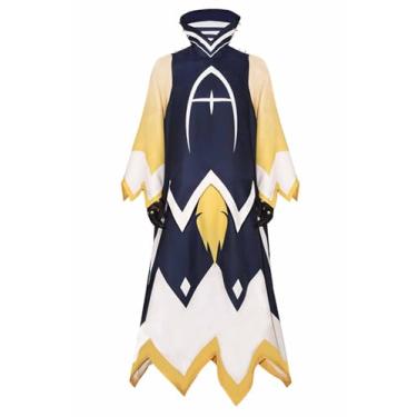 Imagem de BAEHEU Fantasia masculina para cosplay branca, manto dourado, roupão, vestido com luvas, Halloween