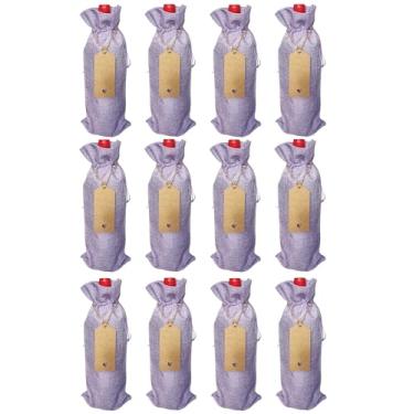 Imagem de Pacote com 12 sacos de presente de azeite de oliva de serapilheira premium com etiquetas de presente – Capas reutilizáveis de juta com cordão, ideais para Natal, casamentos, festas, degustações às