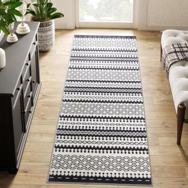 Imagem de Alfombra jinchan corredor marroquí 61x183 cm antideslizante negra