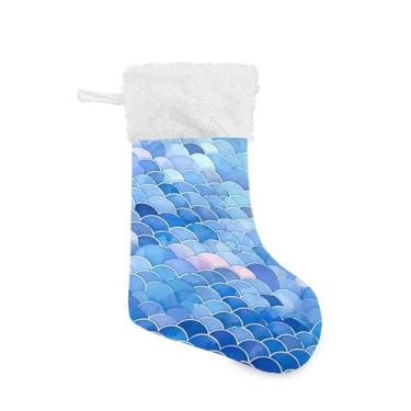 Imagem de GakkiGii Meia grande de Natal com padrão ondulado, decoração de Natal para parede de lareira e árvore, 45 x 31 cm