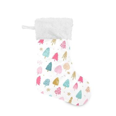 Imagem de GakkiGii Lindas meias de Natal de pinheiro, pacote com 2, decoração de Natal grande para parede de lareira de árvore, 45 x 31 cm