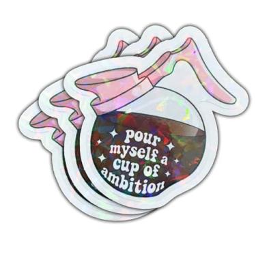 Imagem de Adesivo de 3 peças Pour Myself A Cup of Ambition Presente motivacional de café para amantes de café Café Pour Myself A Cup of Ambition adesivos à prova d'água decalque de carro para garrafa de laptop
