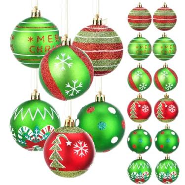 Imagem de SmartDawn 12 peças de enfeites de bola de Natal de 8 cm, conjunto de decorações de árvore de Natal, decorações de plástico brilhante, bolas de elfo redemoinho bengala doce bolas vermelhas e verdes de