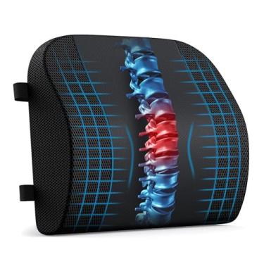 Imagem de ZIKEE Almofada de apoio lombar para cadeira de escritório com espuma viscoelástica de dupla firmeza, almofada ergonômica para suporte direcionado, almofada traseira com alças duplas, uso versátil para