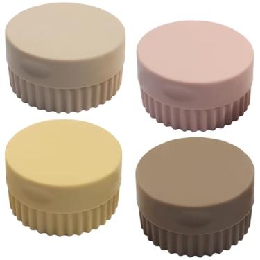 Imagem de suiwotin 4 frascos de viagem – 20 ml recipientes à prova de vazamento e recarregáveis para produtos de higiene pessoal, cremes e loções (conjunto marrom)