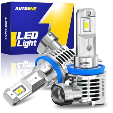 Imagem de AUTOONE Lâmpada LED H11 H9 H8, 50000LM 900% de brilho, 99% de compatibilidade, vida útil mais longa, IP68 impermeável, ajuste direto, pacote com 2