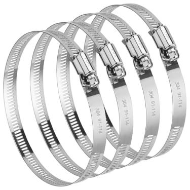 Imagem de Pacote com 4 braçadeiras de mangueira - braçadeiras de parafuso rápido de aço inoxidável 304 de diâmetro de 10 cm de diâmetro, ajustáveis de 9,8 cm a 10,9 cm para ventilação de secadora, duto de ar