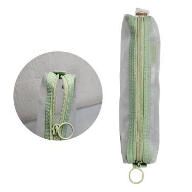 Imagem de Estojo Transparente Premium Material Escolar Organizador Caneta Lápis Borracha Volta as Aula Moderno