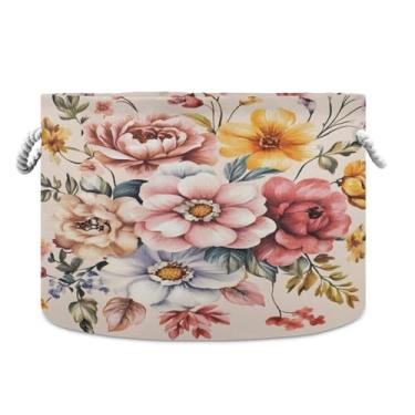 Imagem de WELLDAY Cesta de corda de algodão flores cesta de lavanderia para bebê para sala de estar, lavanderia, berçário, travesseiros, decoração de casa