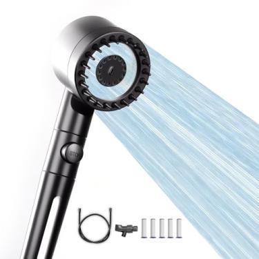 Imagem de Chuveiro filtrado com cabeça de chuveiro portátil de alta pressão preta com mangueira, 3+1 modos de pulverização removível chuveiro filtrado para água dura, chuveiro de lavagem elétrica para limpar