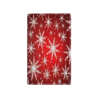 Imagem de Wassud Flocos de neve em placa de cobertura de interruptor de luz de fundo vermelho, capas de tomadas duplex, placa de parede, decoração de casa, sala de estar, quarto, decoração