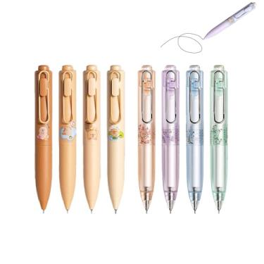 Imagem de GZBABY Canetas de gel fofas 8 peças, caneta esferográfica retrátil, 0,5 mm, tinta preta, caneta de bolso para assinatura de marcação (capivara, paisagem)