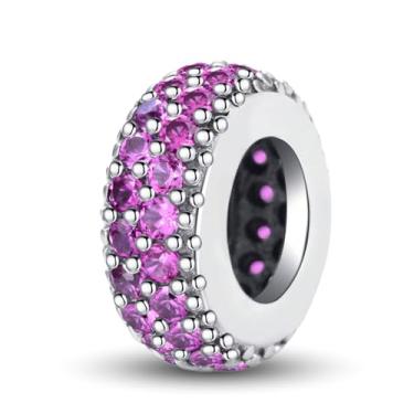 Imagem de 1 peça elegante diamante rosa vermelho prata berloque contas adequadas para mulheres, faça você mesmo e roupa diária combinando joias decoração presente para mamãe