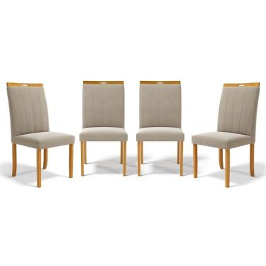 Imagem de Kit Com 4 Cadeiras Aurora Madeira Maciça Estofadas Para Mesa De Jantar