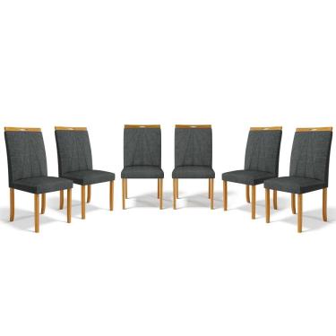 Imagem de Kit Com 6 Cadeiras Maiara Madeira Maciça Estofadas Para Mesa De Jantar