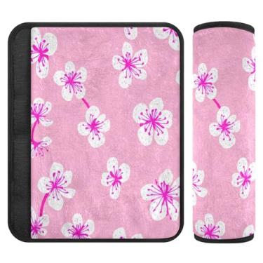 Imagem de Burbuja Capa para cinto de segurança de carro Blossom Flowers Protetor de cinto de segurança de carro macio confortável para alça de ombro de assento, 1 par pequeno