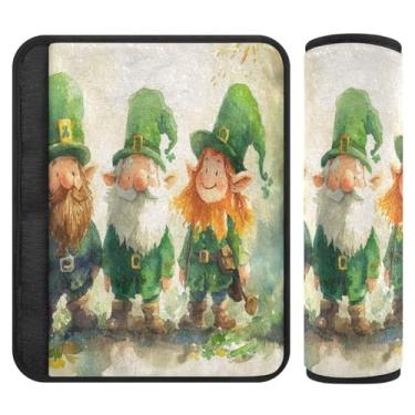 Imagem de Burbuja Capa para cinto de segurança de carro St. Patrick Gnomos, macia, confortável, protetor de cinto de segurança de carro para alça de ombro de assento de carro, 1 par médio