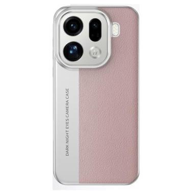 Imagem de HAOMRIYL Capa para Oppo Find X9/X9pro, proteção fina à prova de choque capa de couro PC rígido emenda cor estilo negócios, capa, rosa, X9Pro